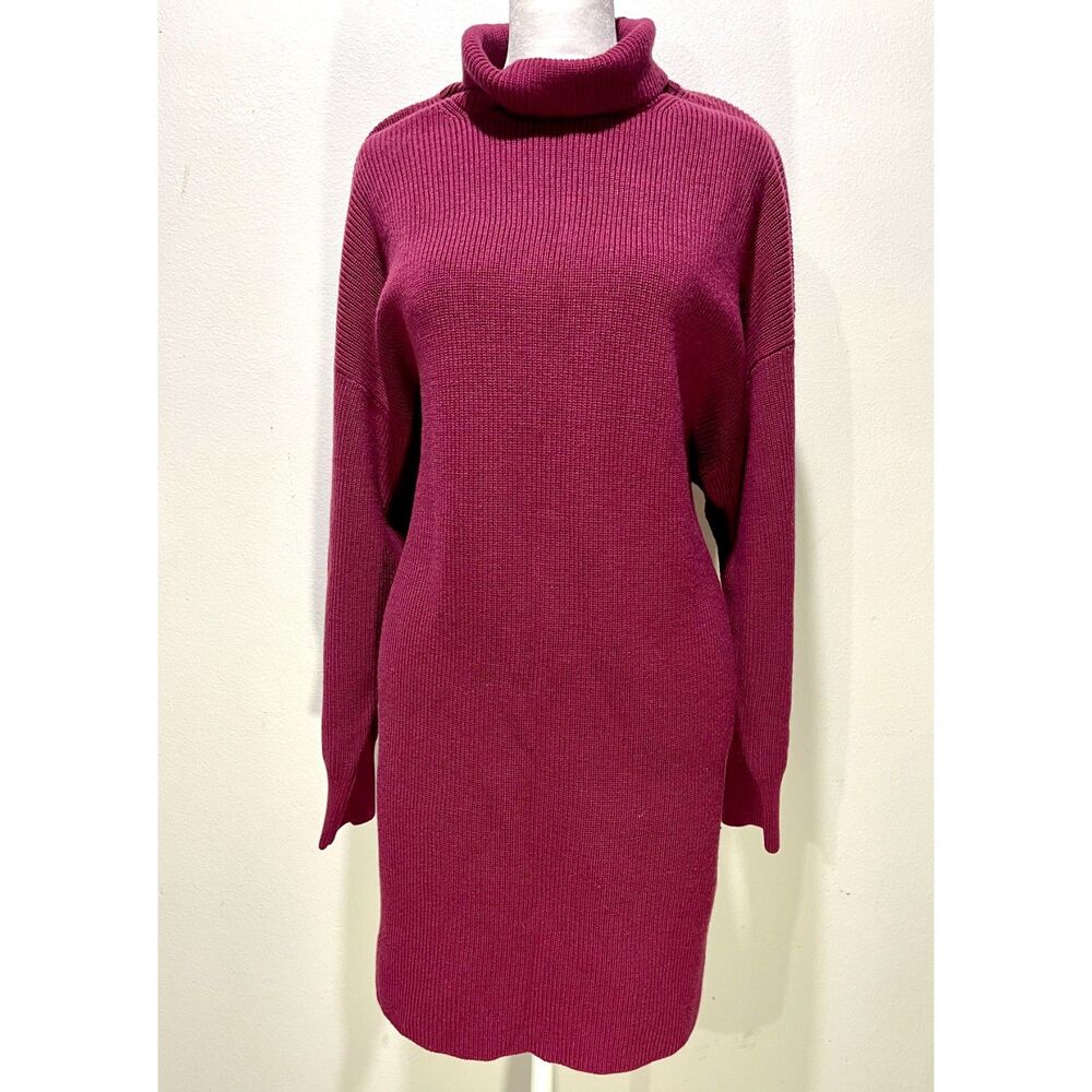 Babaton extrafine merino wool knit sweater dress yarn from Italy red women M